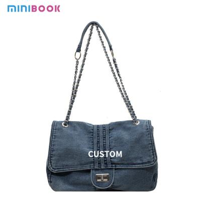 China Cloth Denim Women's Tote Bags Big Capacity Vintage Style Ladies Fashion Shoulder Bags for sale