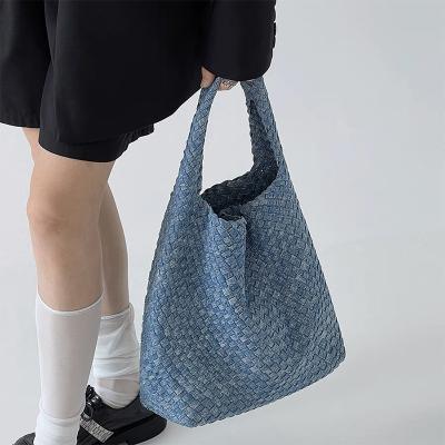 China Feminine Women's Shoulder Bags Jean Denim PU Woven Bag for Daily Ladies Handbag Purse for sale