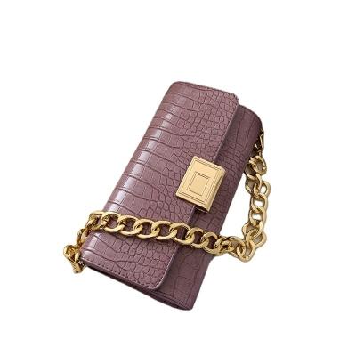 China 2020 Fashion Women's Underarm Bag Small Square Handbag with Chain and Crocodile Pattern for sale