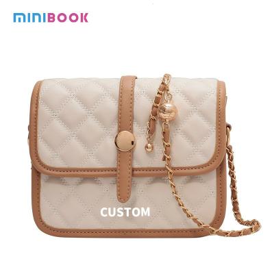 China Pedra Padrão Logotipo personalizado Pu Metal de couro Cadeias Luxo Quilting Crossbody Saco para Mulheres à venda