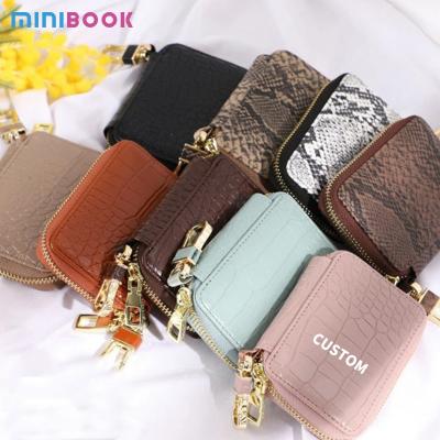 China Mini Coin Purse Keychain Genuine Leather Woman Bag with Chain Sling Shoulder Strap for sale