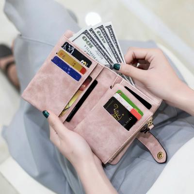 China Frosted Leather Short Wallet with Large Capacity Credit Card Holders and Bifold Design for sale