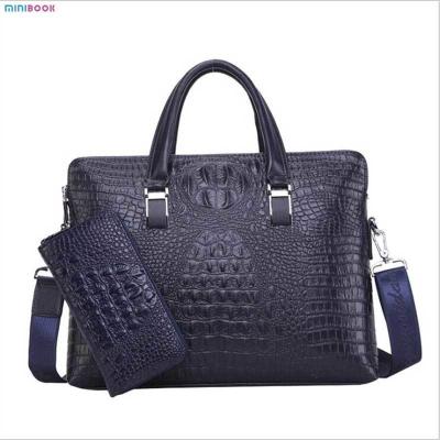 China End Crocodile Embossed Genuine Leather Business Handbags Briefcase Laptop Bag for Men Te koop