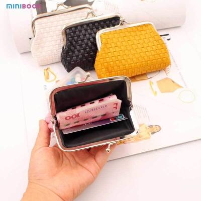 China Minibook Custom Logo 4 Inch Weave Coin Pouch Women Wallet For Daily Organization for sale