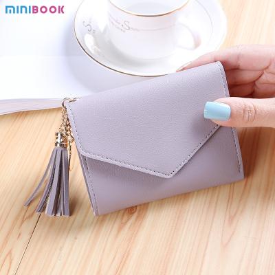 Cina Giapponese coreano dolce piccolino fresco Tassels Mini Studente Donna Portafoglio corto con chiusura aperta in vendita