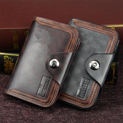 China Custom Logo Men's Wallet Vintage Hook Three Fold for Waterproof and Large Capacity for sale