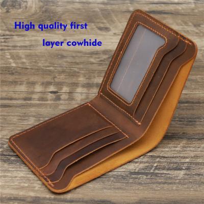 China Vintage Animal Prints Rfid Holder Real Leather Purse for Men's Crazy Horse Slim Wallet for sale