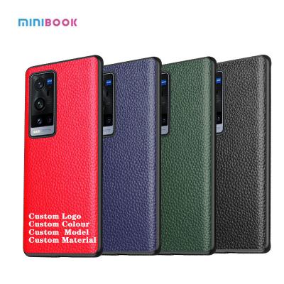 China Customer Logo Accepted PU Minibook Genuine Leather Mobile Phone Card Case for VIVO X60 pro for sale