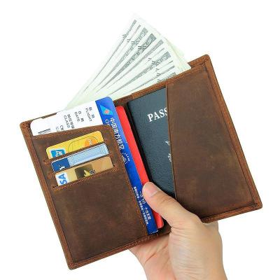 China Open Closure RFID Blocking Genuine Leather Passport Wallet for Travel Credit Cards for sale