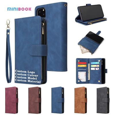 China Minibook Luxury All Inclusive Waterproof Genuine Leather Zipper Wallet for iPhone 14 for sale