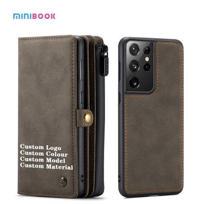 China Minibook Design PU Leather Phone Case for Samsung S21 Ultra Slim and Lightweight for sale