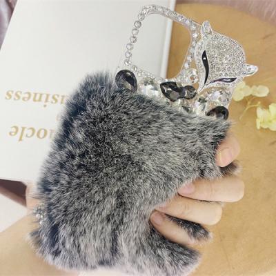 China Soft Beaver Rabbit Fur Hair Phone Case for iPhone 14 Mini 14 Pro Max Luxury Bling Fur for sale