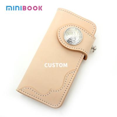 China Classical Pure Brass Buckle Long Wallet with Handmade Vegetable-Tanned Leather OEM/ODM for sale