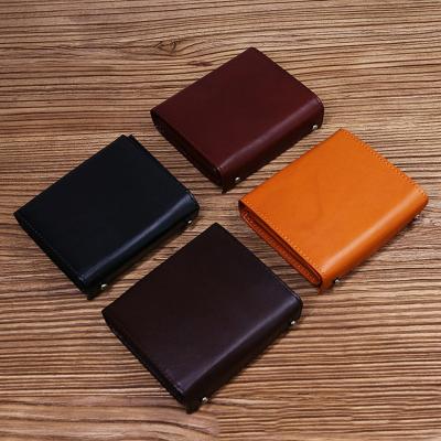 China Custom Logo Avaliable Real Leather Minimalist Wallet for Men Short Card Holder Wallet With Coin Pocket for sale