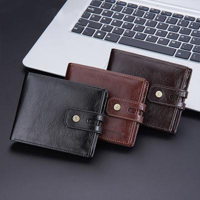 China Vintage Multi Card Buckle Men's Short Wallet Creative PU Leather Business Pocket for sale