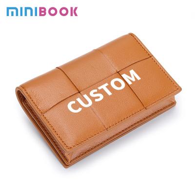 China Daily Life Genuine Sheepskin Leather Braided Mini Purse Credit Card Holder for Women for sale