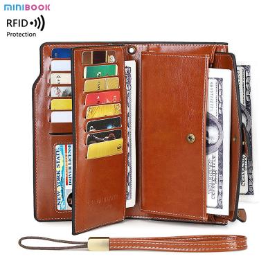 China Large Capacity Rfid Women Wallet with Phone Pocket and Card Holder in Pu Leather for sale