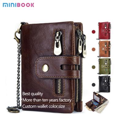 China 100% Genuine Leather Male Purses With Zip Coin Customize Logo Men Wallet And Card Holder for sale