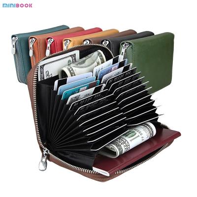 China Large Capacity ID Credit Card Holder Organ Zipper Coin Purse for Men and Women Sample for sale