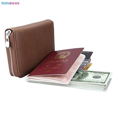 China Custom Logo Genuine Leather Rfid Wallet with RFID Blocking and ID Card Holder for sale