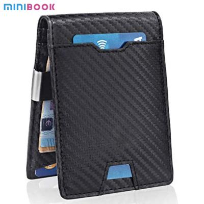 China Minibook Rfid Clip Cartera de fibra de carbono para organizar tarjetas de visita en venta