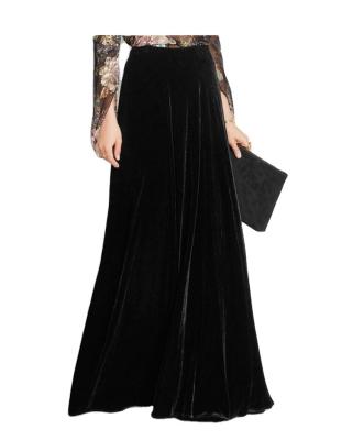 China Plus size spring and European and American vintage gold autumn velvet high-waisted full skirt, ankle-length full skirt for sale