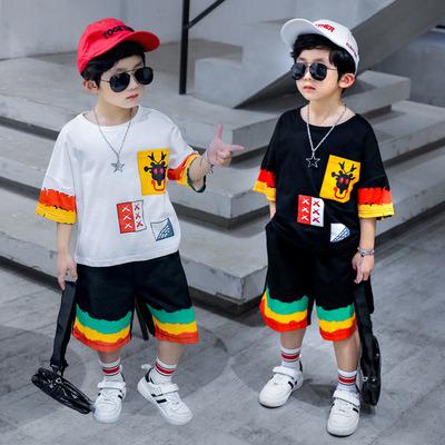 China Child clothing boy summer casual suit 2020 boys set casual T-shirt pants 2PS children fashion children clothing boy cotton handsome tide for sale