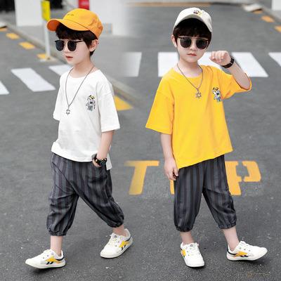 China 2020 Summer Kids Boys Casual sSuit Baby Clothes Short Sleeve T-shirt Pants 2PS Children Fashion Kids Clothing for sale