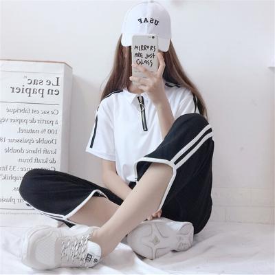 China Anti-pilling Sports Suit Female Spring Autumn Students Fashion Loose Clothing Set for sale