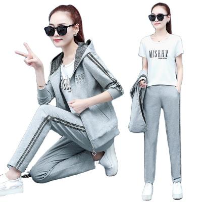 China Anti-pilling sports and leisure suits autumn 2020 spring new fashion ladies three-piece set hoodies travel loose sweater for sale