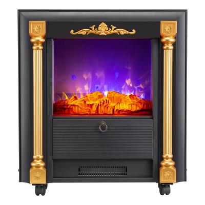 China SF-24 Hotel Style Log True Free Standing Flame Effect With Caster Roman Style Easy Moving Electric Fireplace for sale