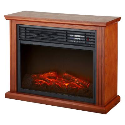 China Hotel Wood Body With Log Flame Effect Infrared Quartz Fireplace Heater for sale