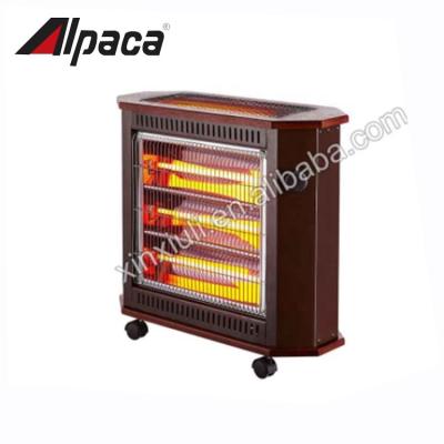 China Hotel 2400W Metal And Stainless Steel Wood Reflector Wood Body Quartz Heater for sale