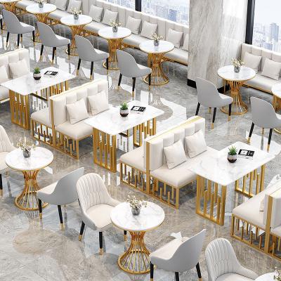 China Modern Light Luxury Custom Restaurant Hotel Apartment Villa Cafe Dining Room Furniture Sets Tables Leisure Chairs Marble Set for sale