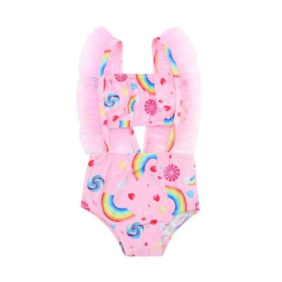 China Viable One-Piece Swimwear Girls Rainbow Print Swimwear Summer Bathing Bikini Suits for sale