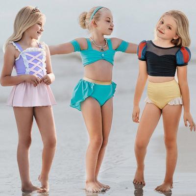 China QUICK DRY Princess Girls Bathing Suit Vest Crop Swimwear Bikini Set Summer Toddler Baby Swimwear for sale