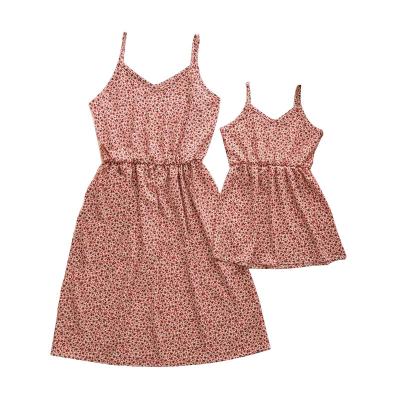 China Mommy and Me Floral Print Sleeveless Mommy and Me Matching Dress QUICK DRY Summer Clothing for sale