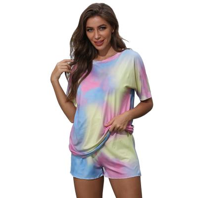 China QUICK DRY summer women tie dye shirts set ladies casual suit clothes women shorts clothing set 2 pieces for sale