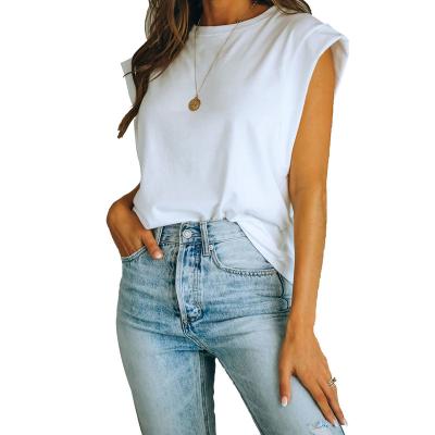 China Anti-Wrinkle Fashion Ladies Solid Color Shorts Sleeve Women Top Fashionable Clothes Top With Round Neck for sale