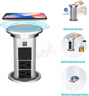 China Commercial Hidden Motorized Pop Up Power Outlets With QI Charger for sale