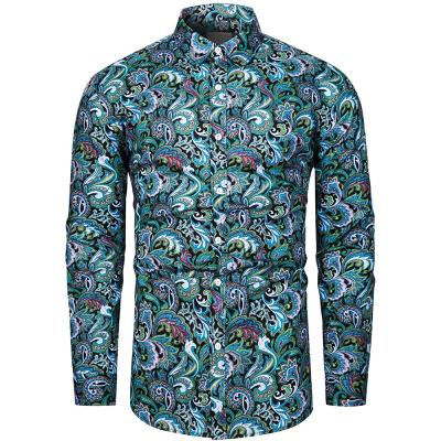 China Shinesia Anti-Pilling Mens Floral Shirts Plus Size Long Sleeve Peris Print Fashion Casual Customizable Shirts for sale