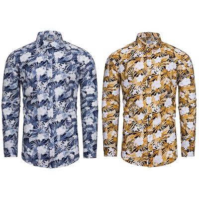 China Shinesia Men's Anti-pilling Shirt Floral Print Cotton Floral Oversized Long Sleeve Casual Shirt Breathable Casual Shirt for sale