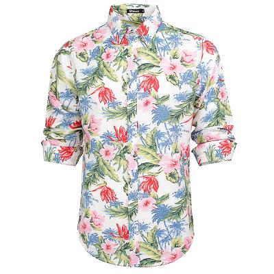 China Shinesia Anti-pilling Men's Shirt Oversized Flower Printed Casual Floral Shirts Hawaii Floral Shirts Loose Cotton Fashion Customized for sale