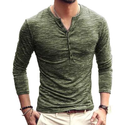 China Shinesia Men's T-Shirts Anti-Wrinkle Plus Size Long Sleeve Henry Shirt Slim Fit Soft Comfort Button Casual Custom T-Shirts for sale