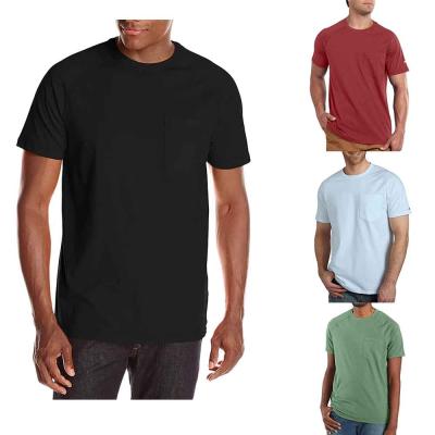 China Anti-Wrinkle Shinesia Men's T-Shirts Plus Size Cotton Solid Round Neck Short Pocket Durable Breathable Casual T-Shirts for sale