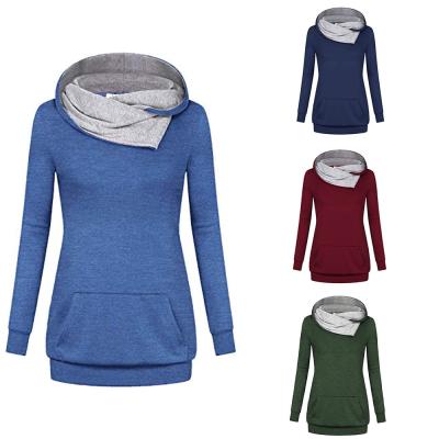 China Anti-Wrinkle Shinesia Women Hoodies Plus Size Curves Hem Scarf Collar Drawstring Pullover Kangaroo Warm Pocket Slim Casual Hoodie for sale