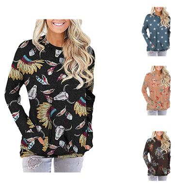 China Anti-Wrinkle Shinesia Women's T-Shirts Plus Size Long Sleeve Causal Print 2 Pocket Party Side Loose Comfortable Fashion Custom T-Shirt for sale