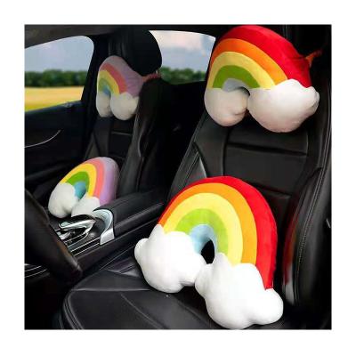 China Soft U Shaped Neck Pillow Beautiful Rainbow Pillow Soft Headrest Pillow for Car and Travel Flat for sale