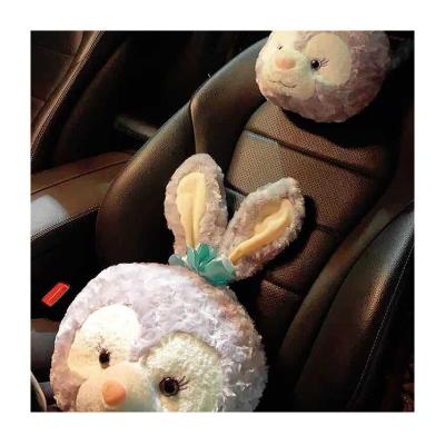 China Back Seat Soft Cute Car Plush Headrest Pillow Plush Car Rabbit Headrest Cartoon Car Cervical Pillow for sale