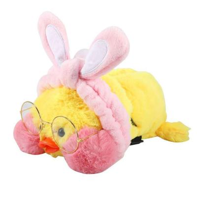 China Latest Design Soft Cartoon Pendant Cute Yellow Duck Plush Animal Tissue Box For Car for sale